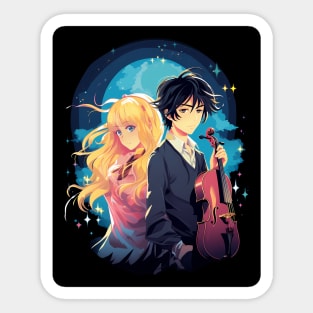 your lie in april fanart anime graphic tee Sticker